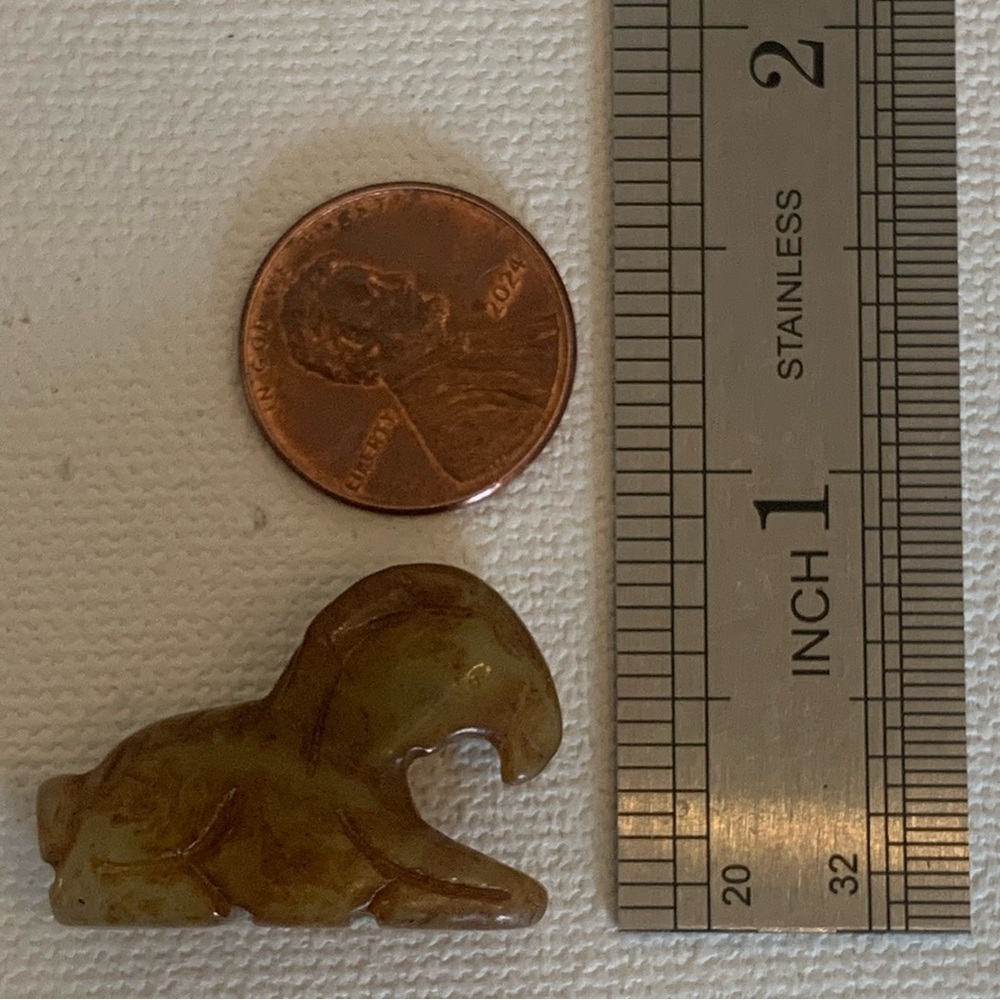 Hand Carved Jade Chinese Zodiac Ram Drilled Animal Bead Stone Figurine 20th C. - Picture 15 of 16